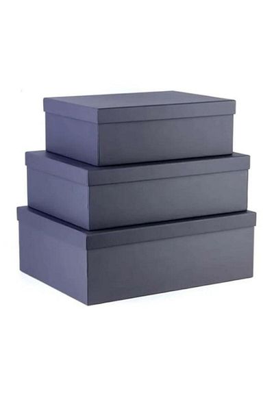 VİZYON Kolix Plain Black 3-Piece Groom Bundle Box Dowry Pendant Box