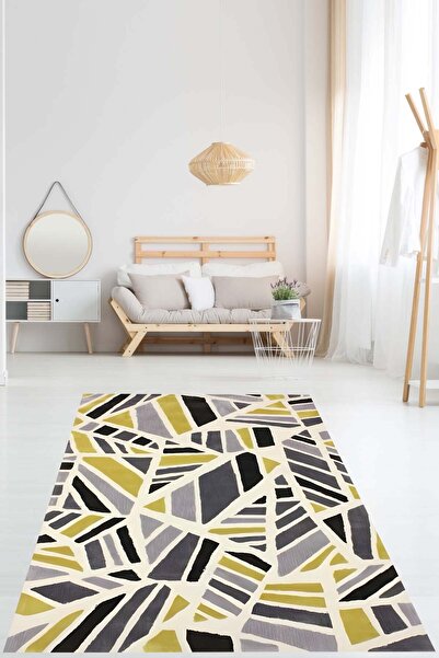 on the clouds Geometrik Mozaik Bloklu Bohem Tarz Minimal Yıkanabilir Kaymaz T...