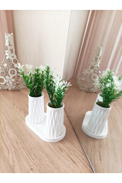 aksenbirstore Mini Patterned Double Container Bowl and Oval Plate - with Arti...