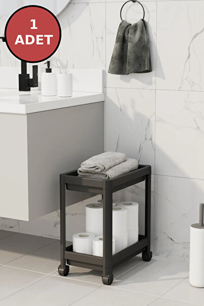 Open Home Concept Crna polica - 1 komad ispod pulta sa točkićima