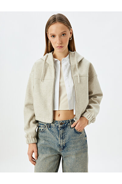 Koton Φούτερ με κουκούλα με φερμουάρ και λεπτομέρεια ραφής