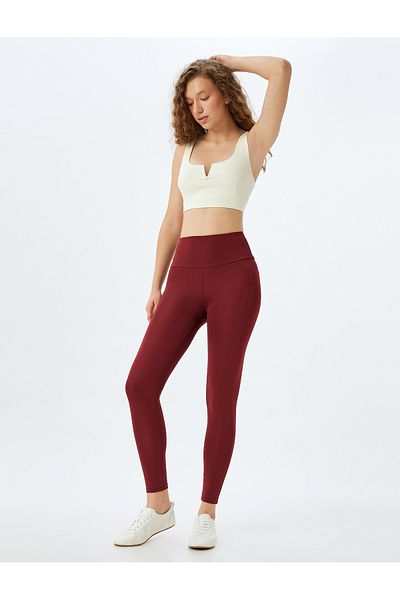 Koton Sport-Leggings mit schmaler Passform – normale Taille, Nahtdetails, Interlock