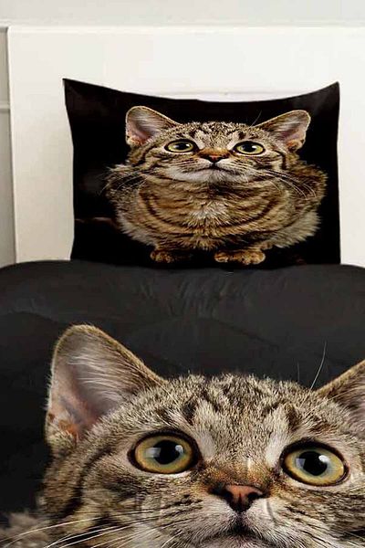 Else Dekor Cute Cat Patterned Double Quilted Quilt Pillow with Case