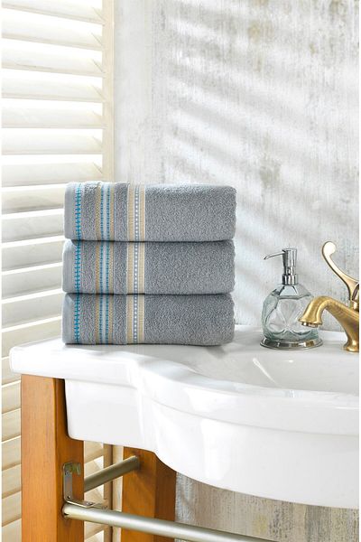 neşe home collection Lyric Σετ Πετσέτες Χεριών & Προσώπου 3 τεμαχίων Γκρι 50x100
