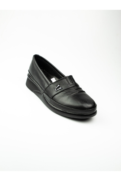 Scavia 244 Чорні шкіряні жіночі туфлі великого розміру на щодень