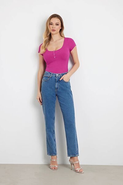 Guess SS KARLEE JEWEL BTN Kadın Pembe Bluz W2YP24KBCO2-G4A2