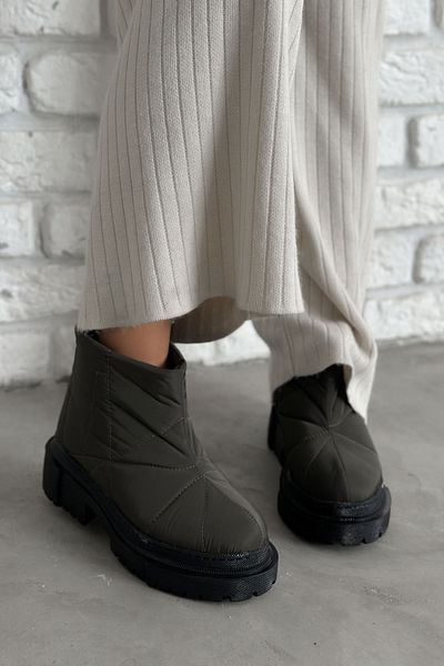 Shoebutik Μπότες Warsaw Khaki Green Parachute Inside Fur Detail Boots