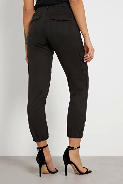 Guess Es Bowie Cargo Chino Women Black Pants W2Ga20Wdx71-Jtmu