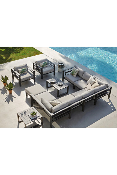 SCY Progeto Bahçe Koltuğu 8 1 1 U Köşe Koltuk Takımı Dış Mekan Oturma Grubu B...