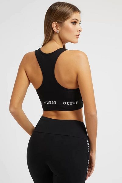 Guess Sutien sport Aline cu logo negru pentru femei