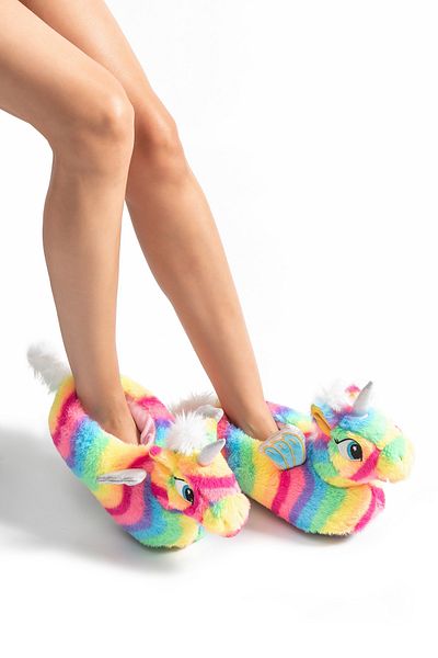 Twigy Colorful Rainbow Women's Slippers - Animal, Size 36/41
