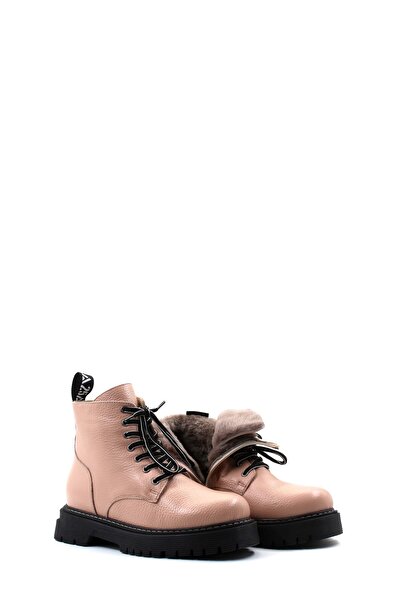 TUGERDİ Tugerdi Pudra İçi Kürklü Hakiki Deri Bağcıklı Fermuarlı Kadın Bot TG09916112613832