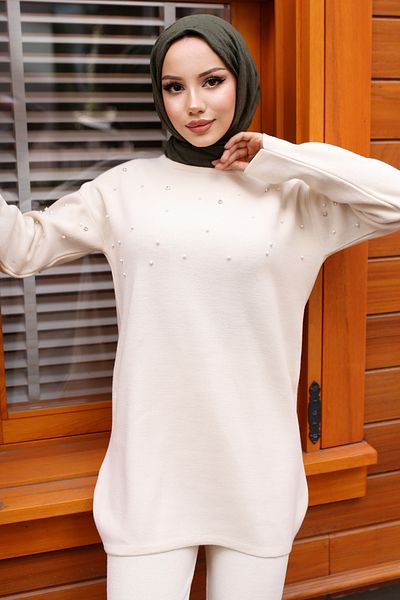benguen Ecru Knitwear Set - 6205 with Stone Detail