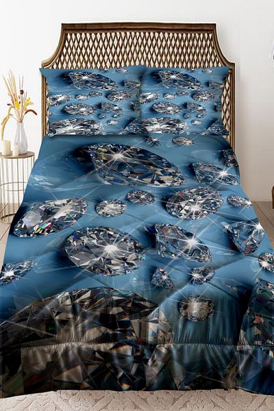 Else Dekor Blue and White Diamonds Patterned Double Quilted Quilt Pillowcase