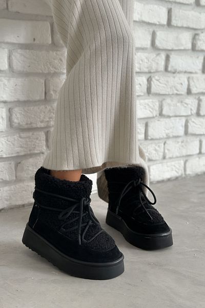 Shoebutik Frigo Μαύρα βελούδινα δαντέλα με λεπτομέρεια Γυναικείες χειμερινές μπότες