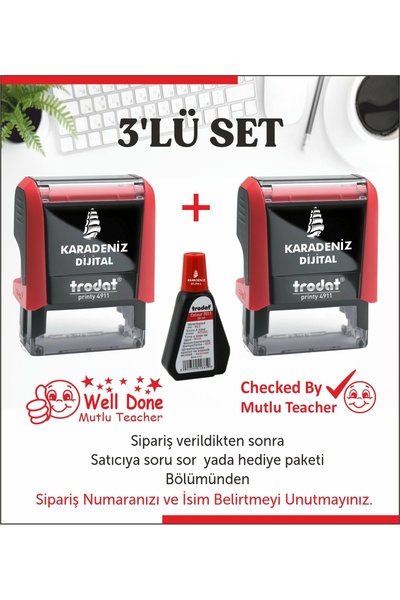 KARADENİZ DİJİTAL İNGİLİZCE ÖĞRETMEN KAŞELERİ - ENGLISH TEACHER STAMPS - 3 LÜ...