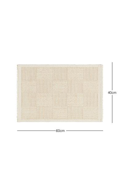 Ocean Home Textile Χαλάκι μπάνιου με μοτίβο σκακιέρας εκρού βαμβακερό που πλένεται 40x60