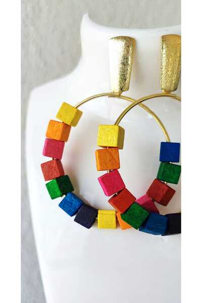 NHOUSE Wooden Colored Earrings / 6cm