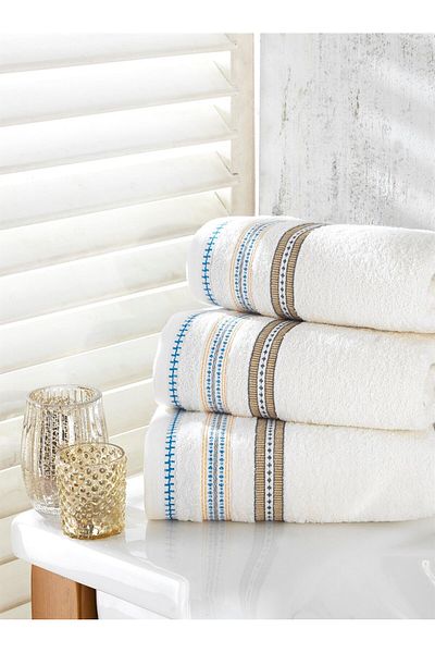 neşe home collection Lyric Σετ Πετσέτες Χεριών & Προσώπου 3 τεμαχίων Κρέμα 50x100