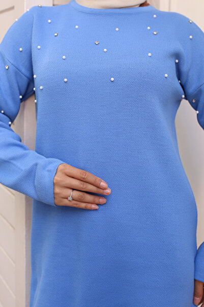 benguen Blue Knitwear Set - 6205 Model with Stone Detail