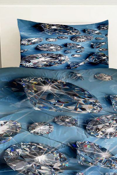 Else Dekor Blue and White Diamonds Patterned Double Quilted Quilt Pillowcase