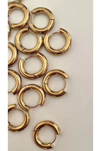 Opia JEWELRY - أقراط دائرية صغيرة من الفولاذ الأساسية (1.7 سم)