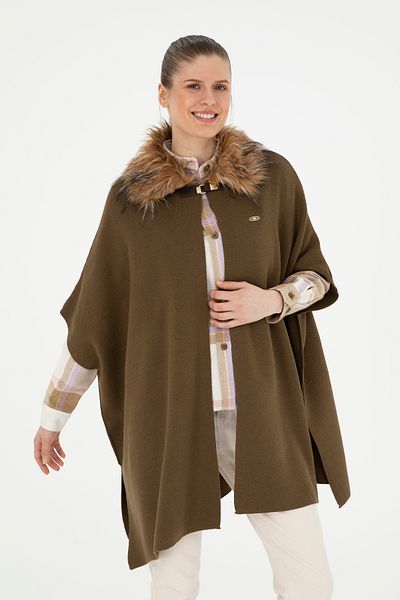 U.S. Polo Assn. Women's Khaki Knitwear Poncho 50270464 -Vr027