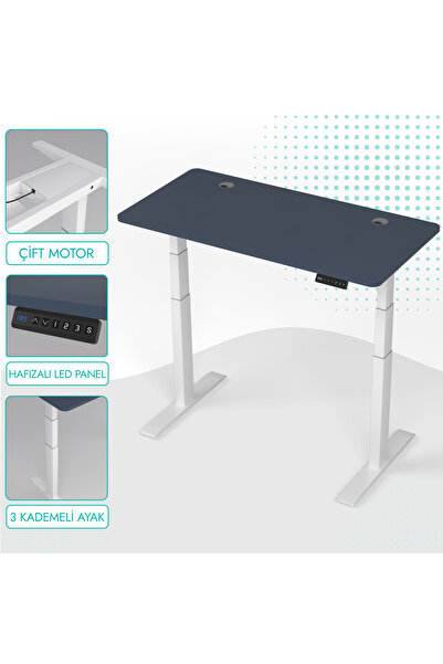 EDUSA O-Flex Duo Çift Motorlu Elektrikli Yükseklik Ayarlı Masa - 120X60 - Pas...