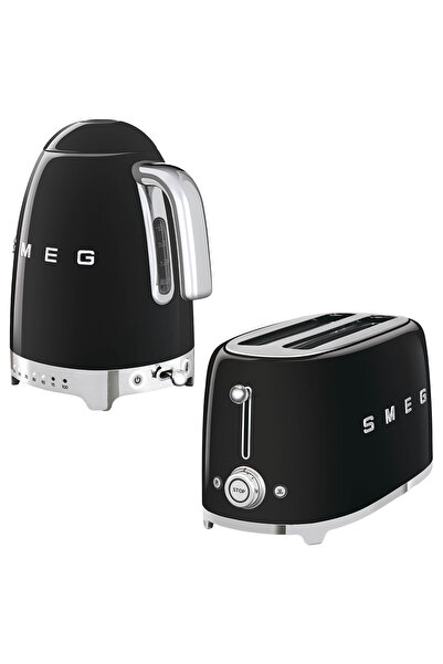 SMEG Siyah Isı Ayarlı Kettle Ve 2x4 Ekmek Kızartma Makinesi Seti