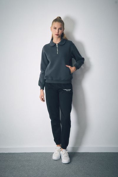 Fulla Moda Φούτερ Polo Neck Pocket - Απλό σχέδιο