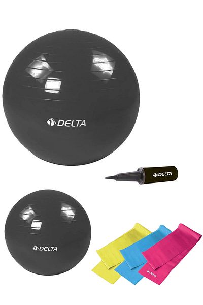 Delta 140-159 Cm Height Range 55 Cm and 25 Cm 2 Pilates Ball 3-piece Pilates Band - Pump 6-piece Set