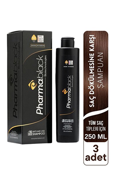 Pharmablack Saç Dökülmesine Karşı Şampuan Anagain Phtokertatin Biotin, Zeytin Yaprağı At Kestanesi 250 ml 3adet