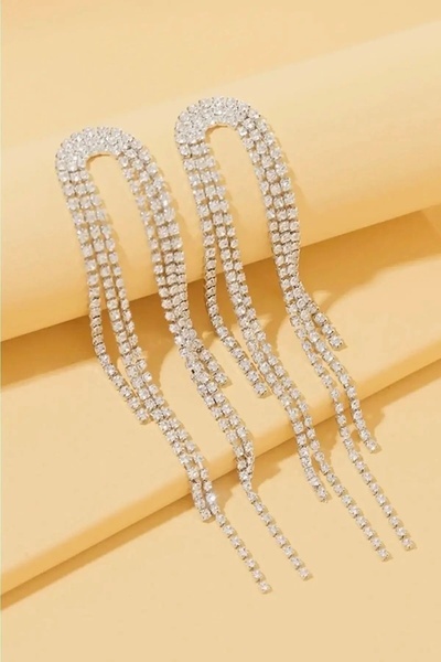 BERS AKSESUAR Kadın Üç Sıra Püskül Model Su Yolu Vip Küpe