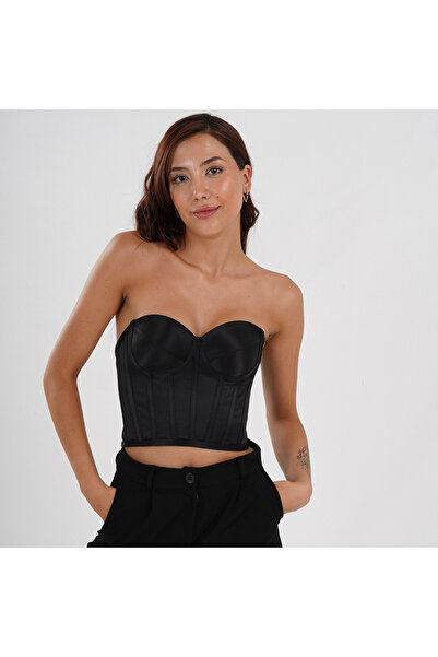 Metay Design Siyah Korse Büstiyer Saten Model