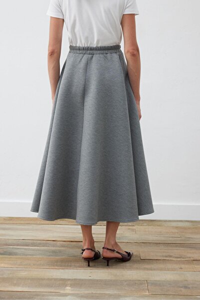 TERZİ DÜKKANI SCUBA KLOŞ ETEK GRİ MELANJ