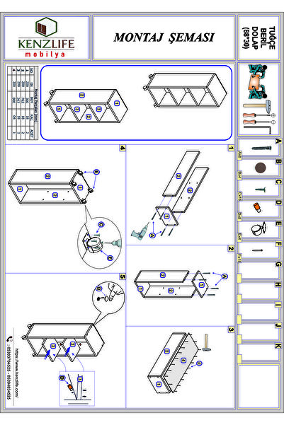 Kenzlife Kitaplık Tuğçe 088*040*020 Byz Ayaklı Mutfak Dolabı Banyo Ofis Ayakkabılık Kiler