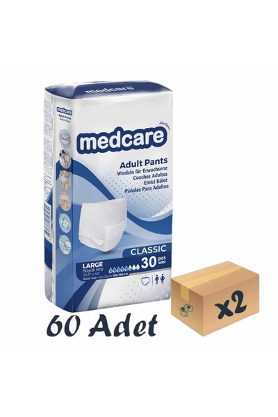MEDCARE Classic Emici Külot Yetişkin Hasta Bezi 5,5 Damla Large L Beden 30'lu...