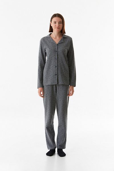 Fulla Moda Set de pijamale cu guler de cămașă cu model de stele