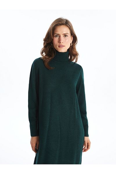 LC Waikiki Turtleneck Straight Long Sleeve Oversize Women's Knitwear Dress