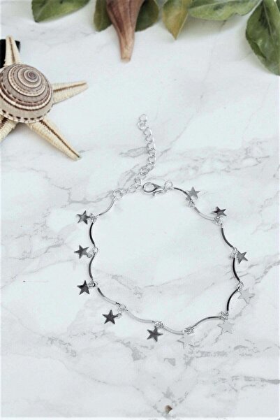BERS AKSESUAR Gümüş Kaplama Yıldız Motifli Halhal