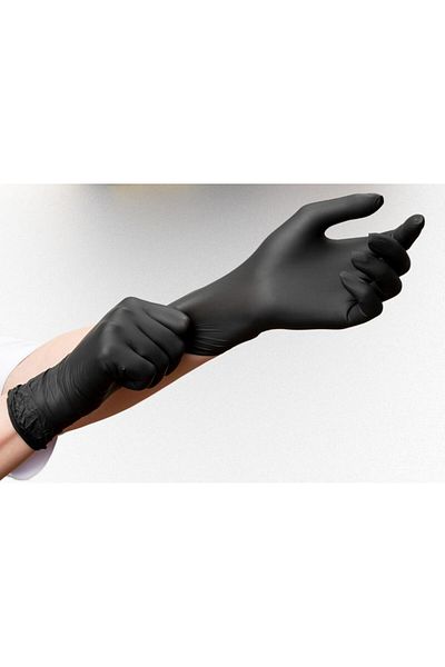 ÇELİKPENÇE Black Nitrile Medium Examination Gloves - Powder Free