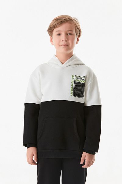 Fulla Moda Суитшърт с качулка за момче - с щампа на кенгуру и джоб