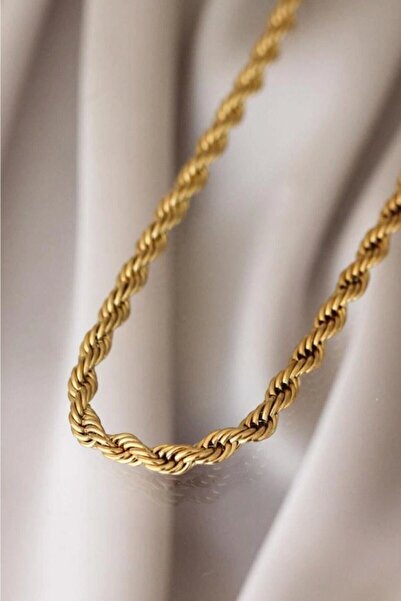 BERS AKSESUAR Gold Renk Kalın Burgu Çelik Zincir