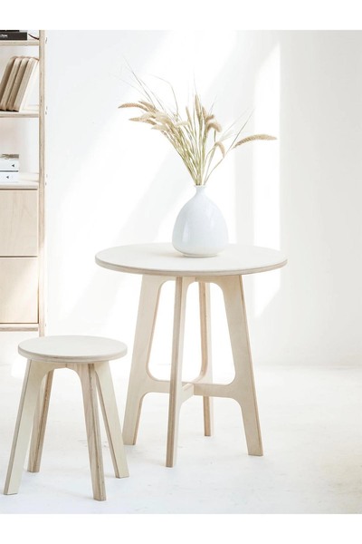 Woodesk Breva, Ahşap Orta Sehpa, Coffe Table, 60x60