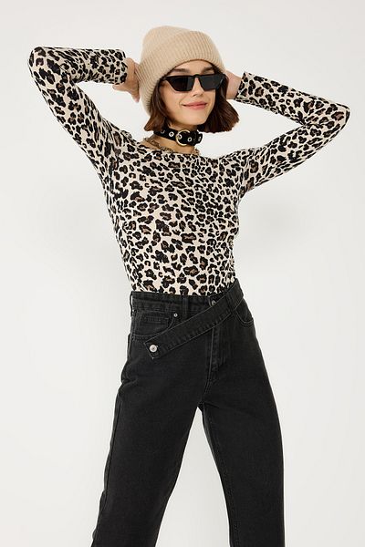 No Matter What Long Sleeve Leopard Print Bodysuit