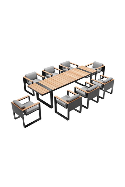 SCY Tradure Özel Tasarım Dış Mekan Bahçe Mobilyası 8 Kişilik Masif Ahşap Masa...
