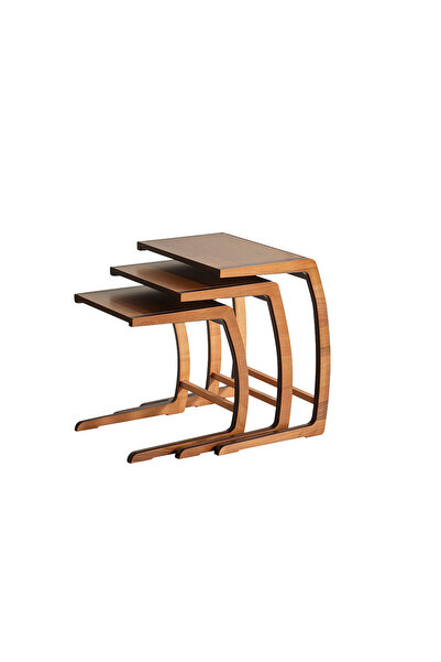 Genel Markalar 120 Ahşap Boyalı 3'lü Zigon Sehpa Seti