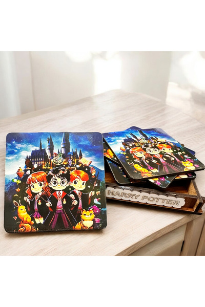 Buki'nin Atölyesi Coaster 4-Piece Boxed Wooden Harry Potter