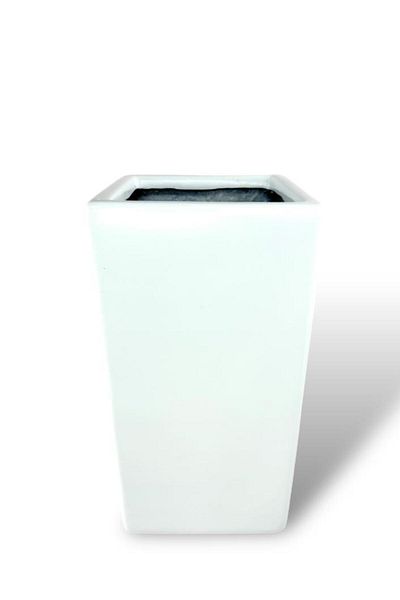 Nettenevime Fiberglass Vertical Quadrangle Vase - Flower Pot White, 25*25*50cm