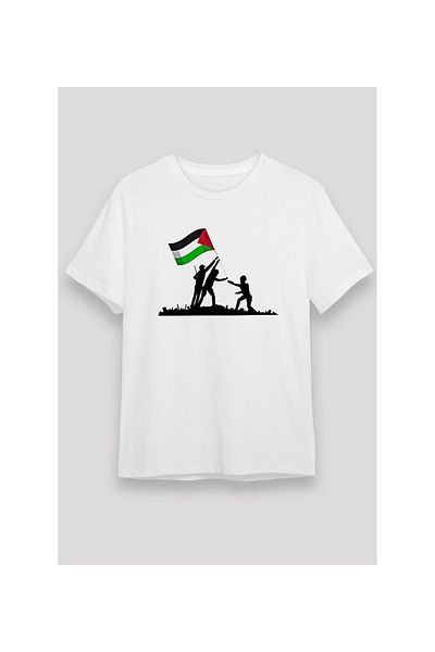 Pink Sky Palestine Printed White Unisex Oversize T-shirt - Tshirt